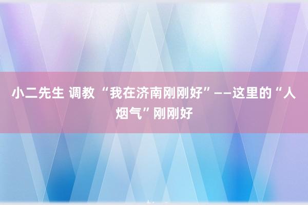 小二先生 调教 “我在济南刚刚好”——这里的“人烟气”刚刚好