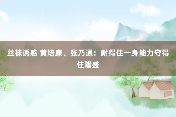 丝袜诱惑 黄培康、张乃通：耐得住一身能力守得住隆盛