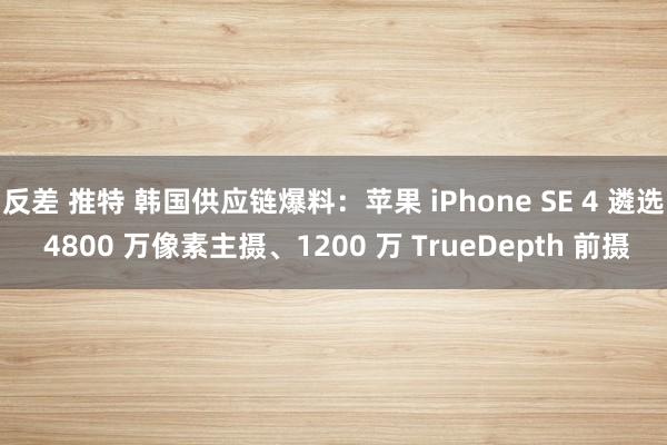 反差 推特 韩国供应链爆料：苹果 iPhone SE 4 遴选 4800 万像素主摄、1200 万 TrueDepth 前摄